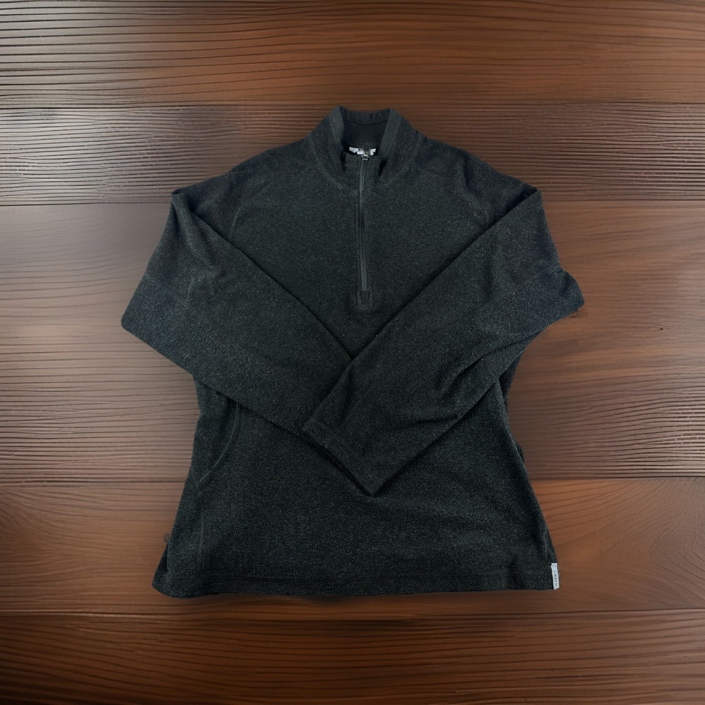 REI Men's XL DriRelease Wool Blend Quarter Zip Pullover Fleece Gray Black